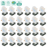 6 Inch 5CCT Slim LED Recessed Downlight 12W, IC Rated, Wet Location, Triac Dimmable – 24 Pack