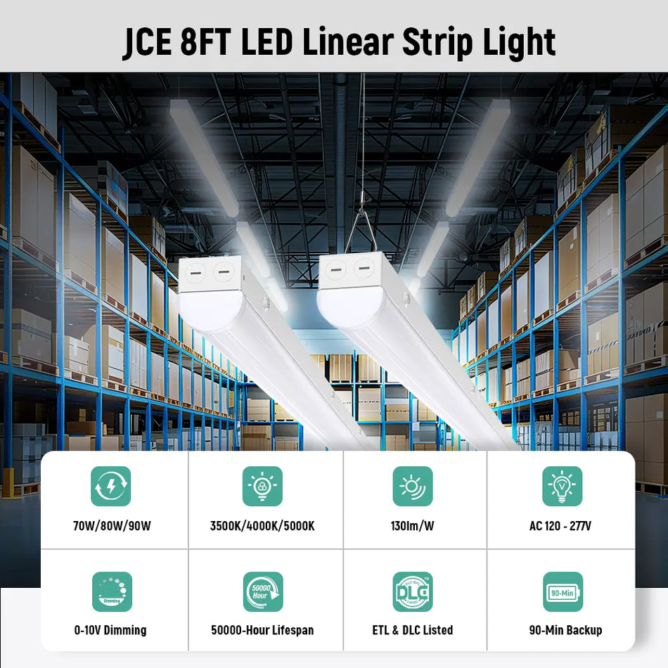 LED Linear Strip Light - ST02 120-277V 90W 11700LM cETLus DLC | 90W 8FT Sensor Base
