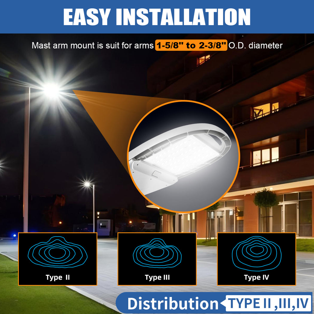 100W/150W Wattage & CCT Selectable LED Street Light with Photocell