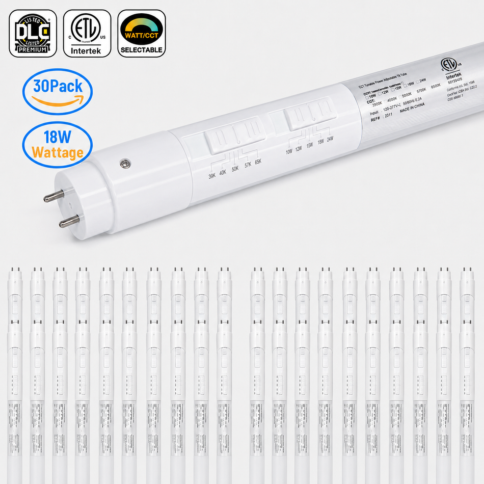 4FT Type A+B LED T8 Tube – 5 CCT & 5 Wattage Selectable over 3,360 lumens | 24W