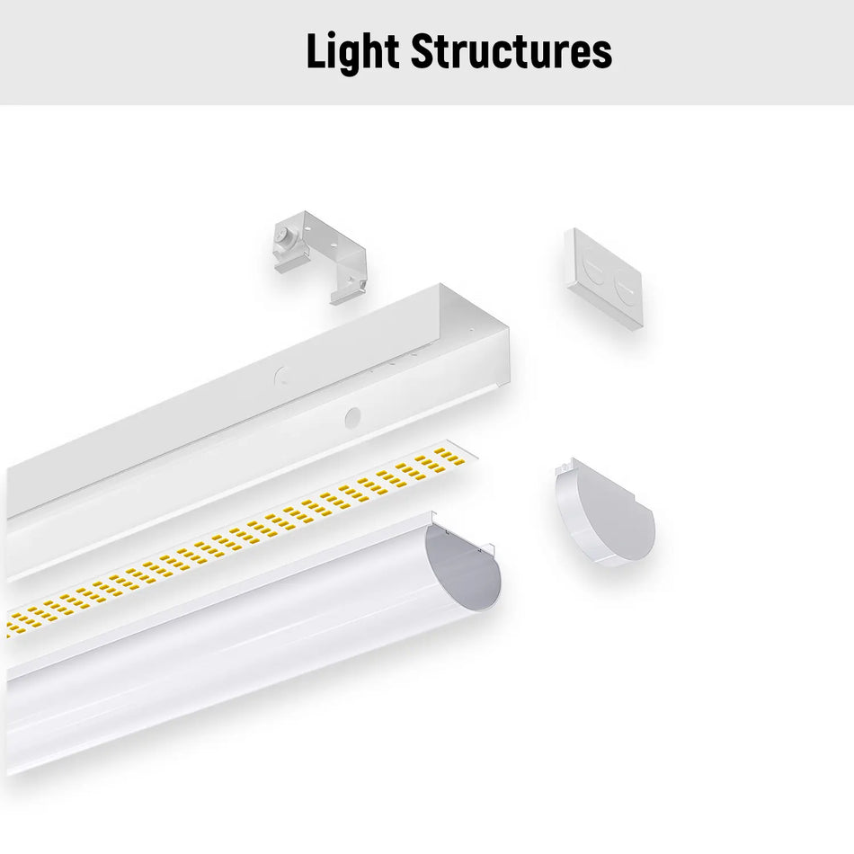 LED Linear Strip Light 5850LM Commercial Utility Fixture ETL DLC 120-277V | 45W 4FT Sensor Base