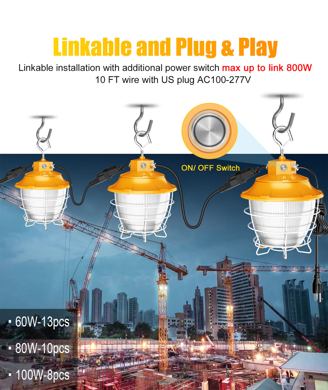 Commercial LED lighting fixture with selectable CCT, 100-277V for commercial lighting