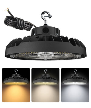 250W UFO G2 LED High Bay Light, 150W/220W/250W Selectable, 3Power/ 3CCT Adjustable, 40000LM, 160LM/W, 120-277V / 120-347V, 0-10V Dimmable, Sensor Ready