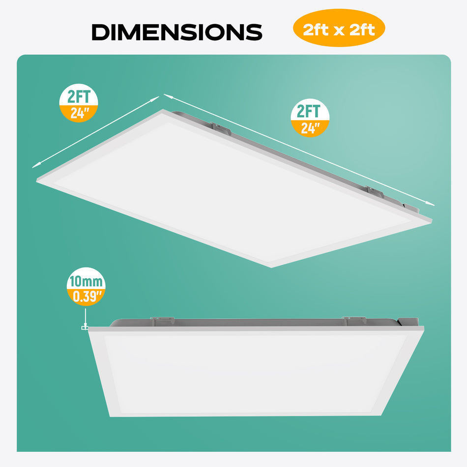 LED Backlit Panel Light 120-277V 40W 5000LM ETL DLC Premium | 2x2FT Emergency Backup