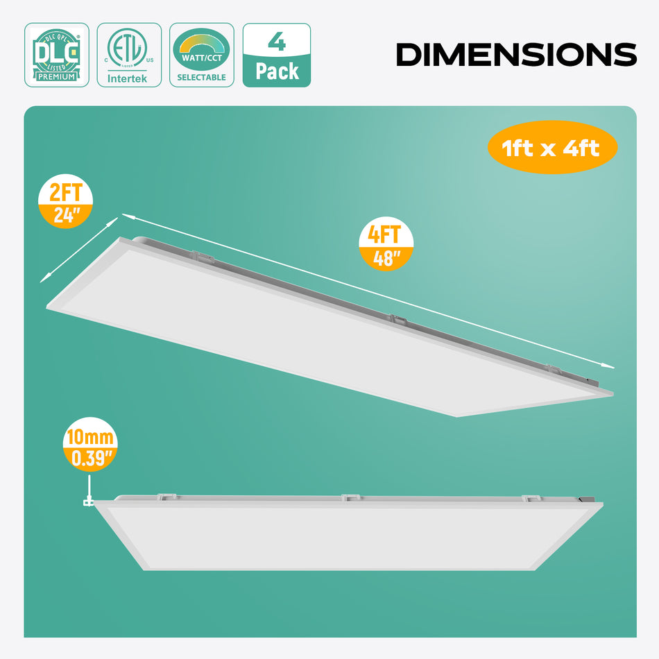 LED Backlit Panel Light 120-277V 40W 5000LM ETL DLC | 1x4FT Sensor Base