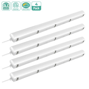8FT LED Vapor Tight Light 60W/70W/80W/90W/100W Selectable 5CCT 120-277V UL DLC – 4 Pack