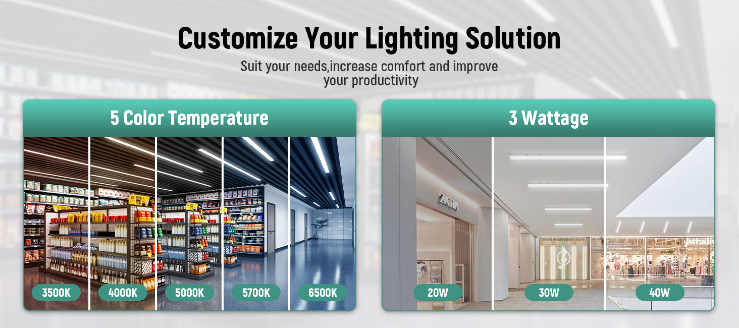 LED Wraparound Light 4FT, 5CCT & 20W-40W Selectable,DLC Premium