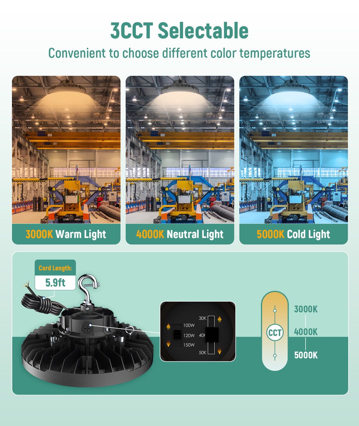 LED UFO High Bay Light with die-cast aluminum housing