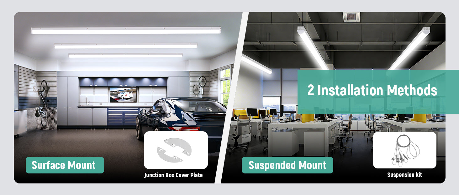 LED Linear Strip Light 5850LM Commercial Utility Fixture ETL DLC 120-277V | 45W 4FT Sensor Base