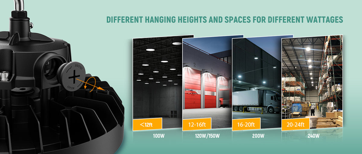 150W LED UFO High Bay Light – 100/120/150W & 3CCT Selectable, 21,000LM, DLC Premium | 277-480V