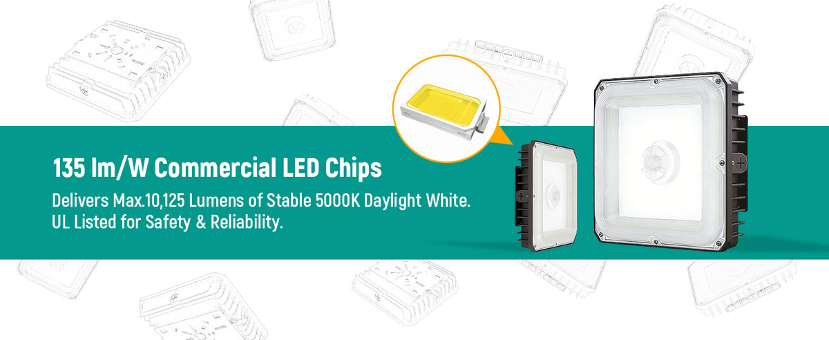 LED Garage Canopy Light 40W-75W, 3CCT Selectable, IP65 | CP02