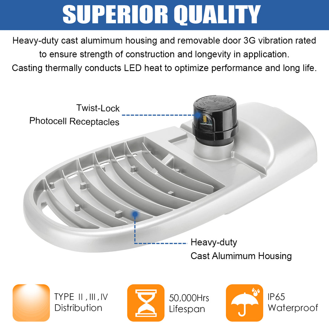 100W/150W Wattage & CCT Selectable LED Street Light with Photocell