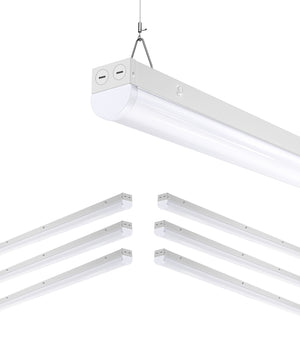 8 Ft 5CCT & 5-Wattage Selectable LED Low-Bay Linear Strip Light - 6pack