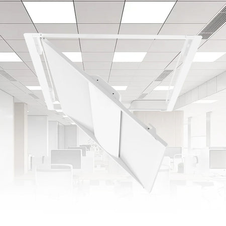 2x2 LED troffer retrofit kit installed in commercial ceiling
