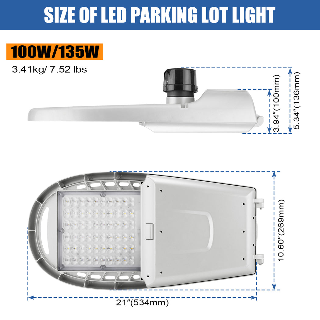 100W/150W Wattage & CCT Selectable LED Street Light with Photocell