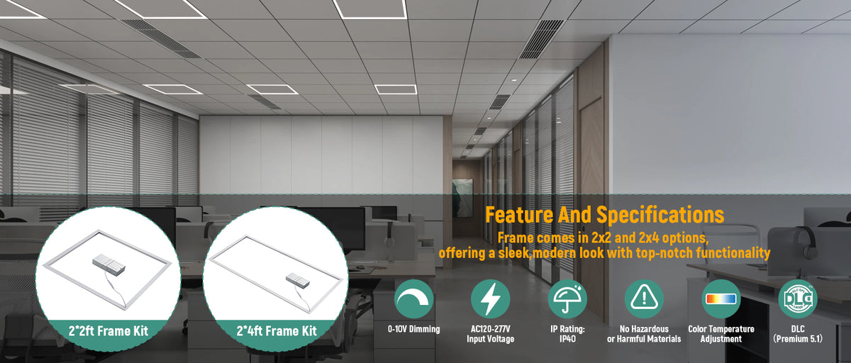 LED Frame Light 120-277V 60W 7500 Lumens ETL DLC Premium | 60W 2x4FT