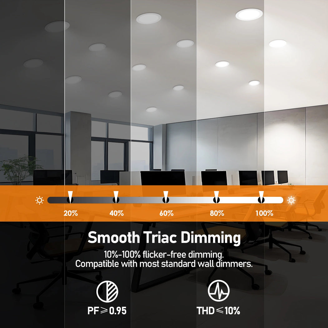 6 Inch 5CCT Slim LED Recessed Downlight 12W, IC Rated, Wet Location, Triac Dimmable – 24 Pack