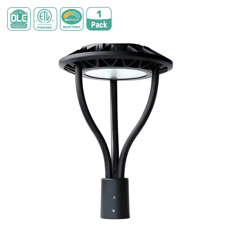 Gielight Wattage Selectable LED Post Top Light Fixture 50W-150W Built-in Photocell Sensor