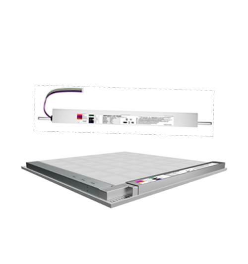 EMP-08170DI-HY-L – slim emergency battery driver and mounting example on the back of an LED panel