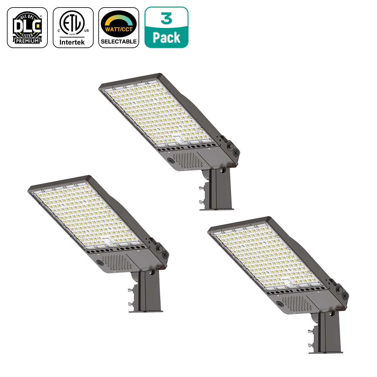 3 Pack 360W LED Shoebox Light – 220W/290W/360W Selectable, 3K/4K/5K, Photocell & A&N Bracket
