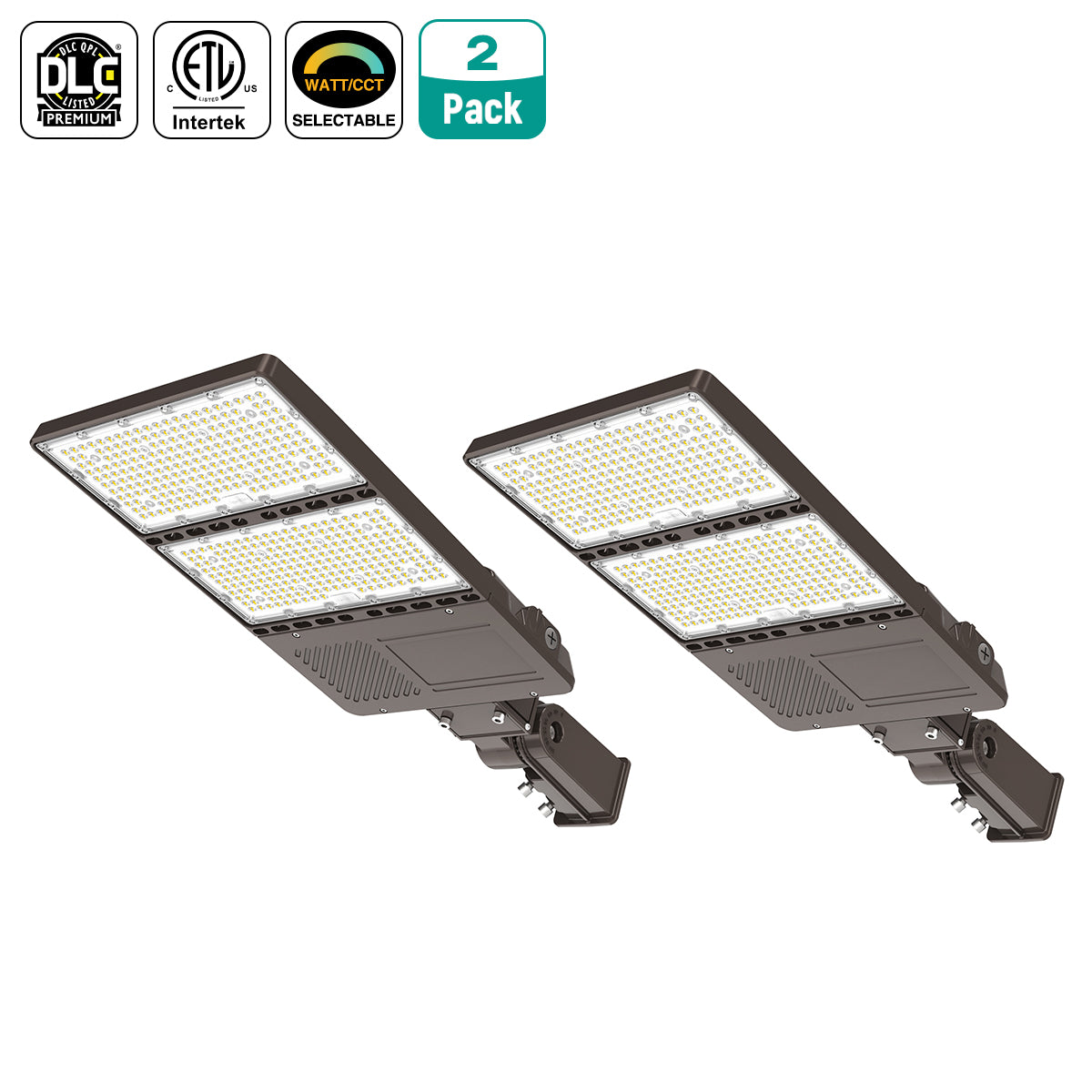 LED shoebox area light with photocell for parking lots and commercial site lighting