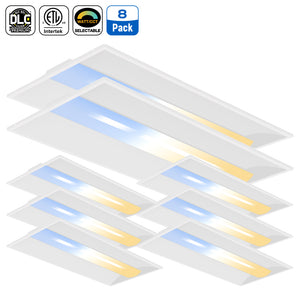 LED Troffer Light 120-277V 40W 5200 Lumens ETL DLC Premium | 2x2FT Emergency Backup Sensor Base
