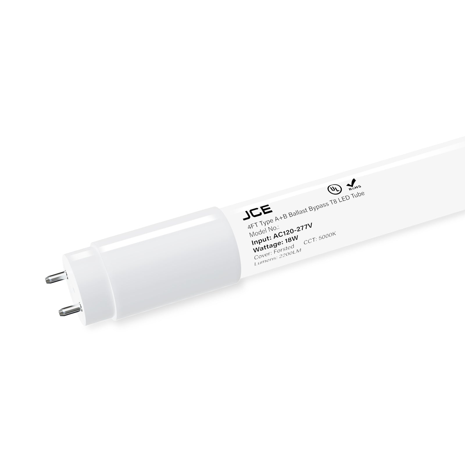 4FT T8 LED Tube Type A+B 18W 5000K Frosted Glass