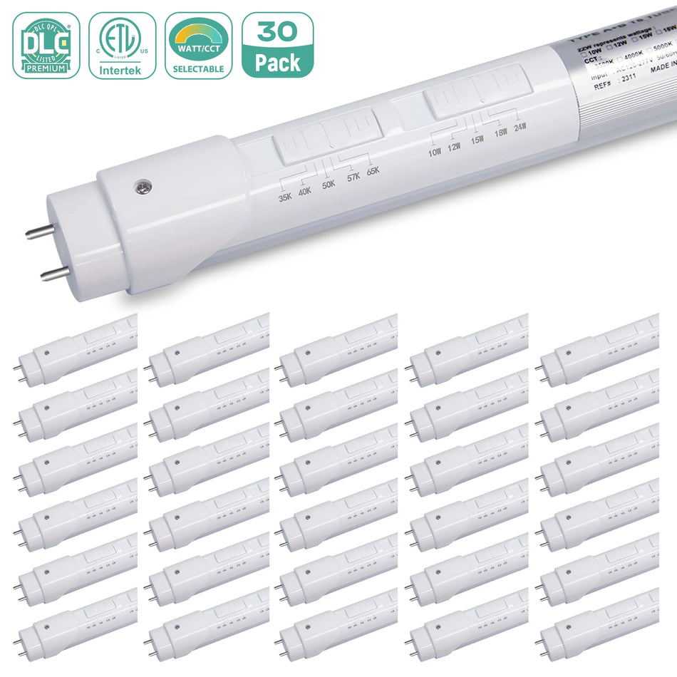 LED T8 Tube 4FT Type A+B, 5CCT & 5 Wattage Selectable | 24W