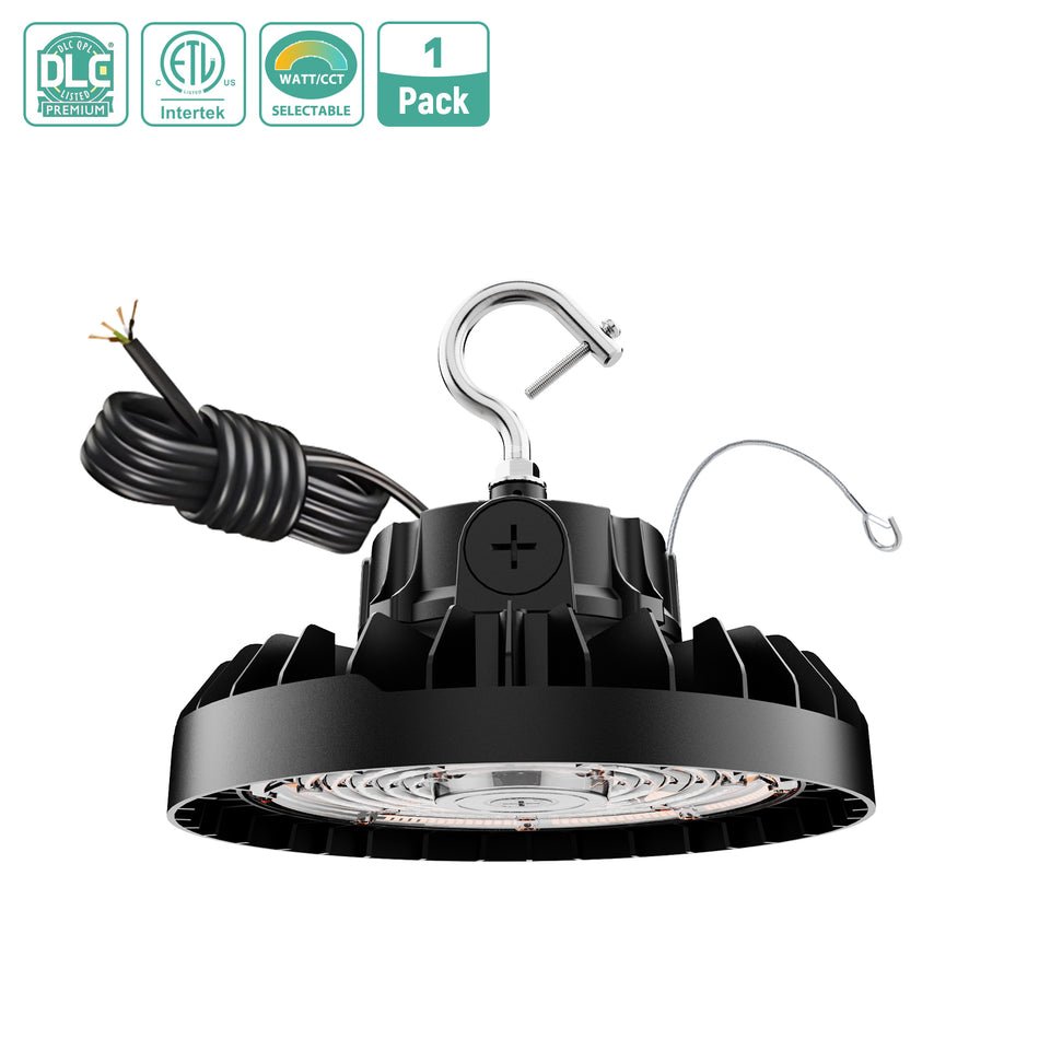 150W LED UFO High Bay Light – 100/120/150W & 3CCT Selectable, 21,000LM, DLC Premium | 277-480V