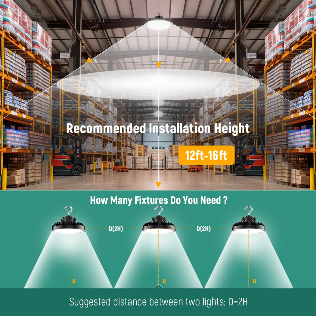 LED UFO High Bay Light 150W/200W/240W Wattage & CCT Selectable 120-277V