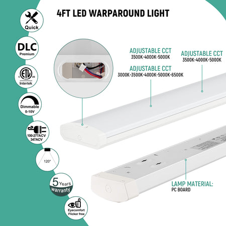 4FT LED Wraparound Light – 15W-50W Selectable, 6CCT, 6,500 Lumens