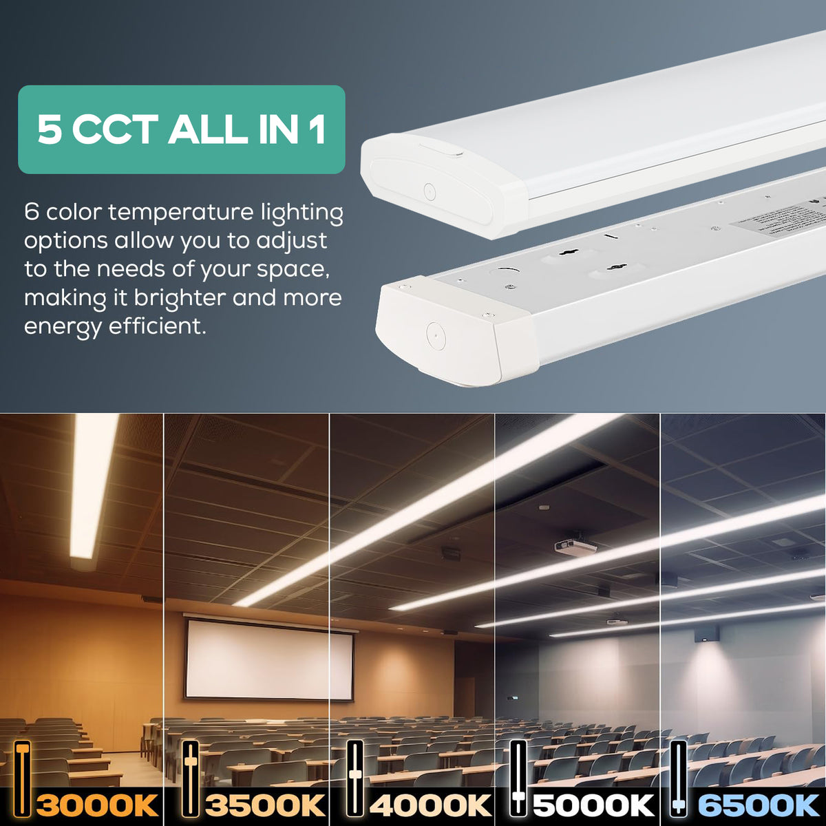 4FT LED Wraparound Light – 15W-50W Selectable, 6CCT, 6,500 Lumens