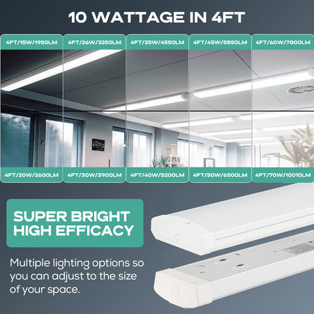 4FT LED Wraparound Light – 15W-50W Selectable, 6CCT, 6,500 Lumens