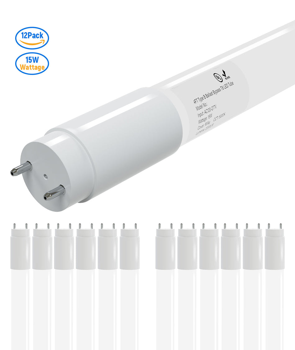 LED Glass Tube 120-277V 2100lm ETL, DLC, FCC | 15W 4FT (Milky)