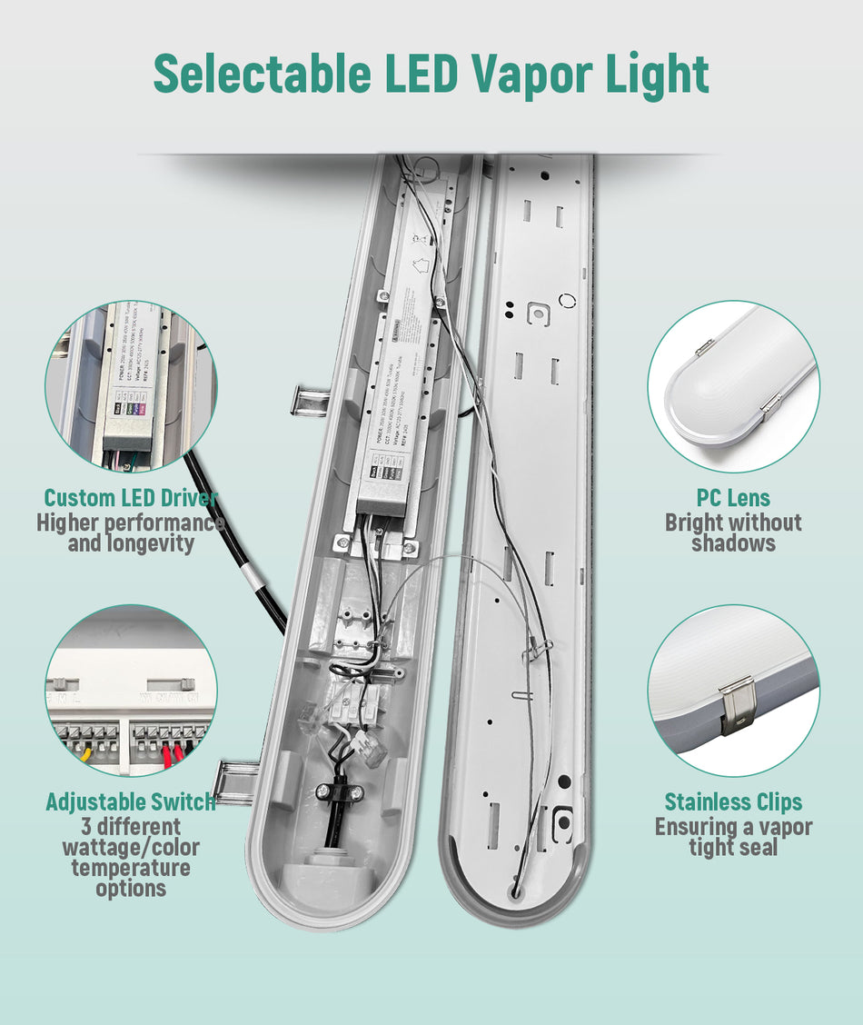 LED Vapor Tight Light 4FT 120-277V 50W 6500 Lumens ETL DLC | 50W