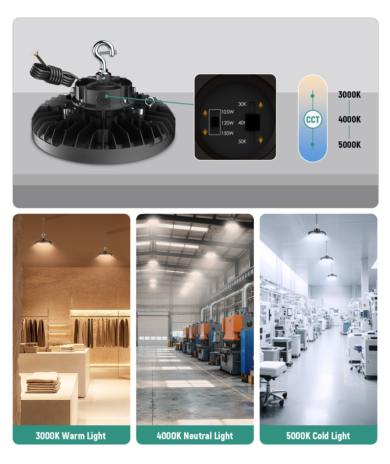 LED UFO High Bay Light with U-bracket mounting option