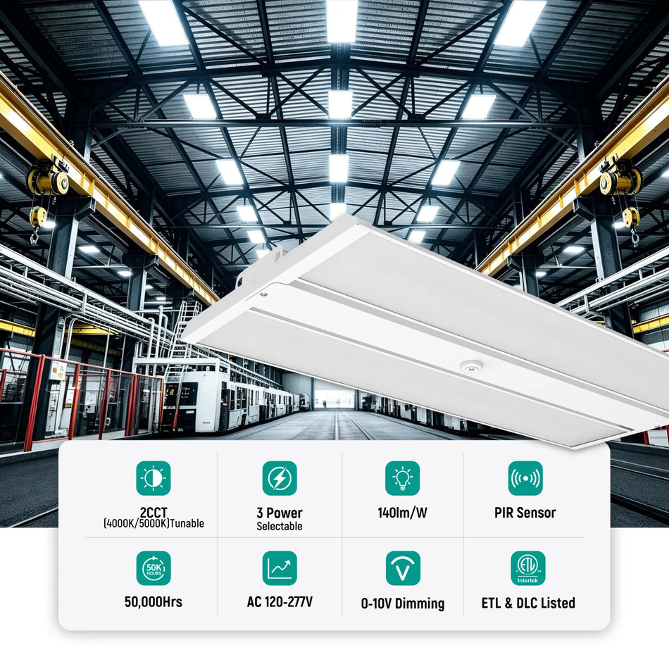 2FT LED Linear High Bay Light - 165W/150W/130W Selectable, 23,100 Lumens, 4000K/5000K | 165W